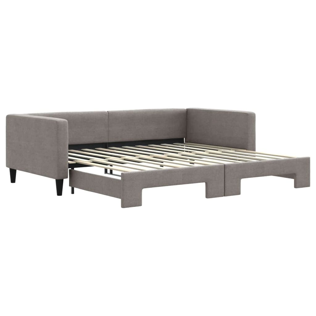 vidaXL Sofá-cama com gavetão 100x200 cm tecido cinzento-acastanhado