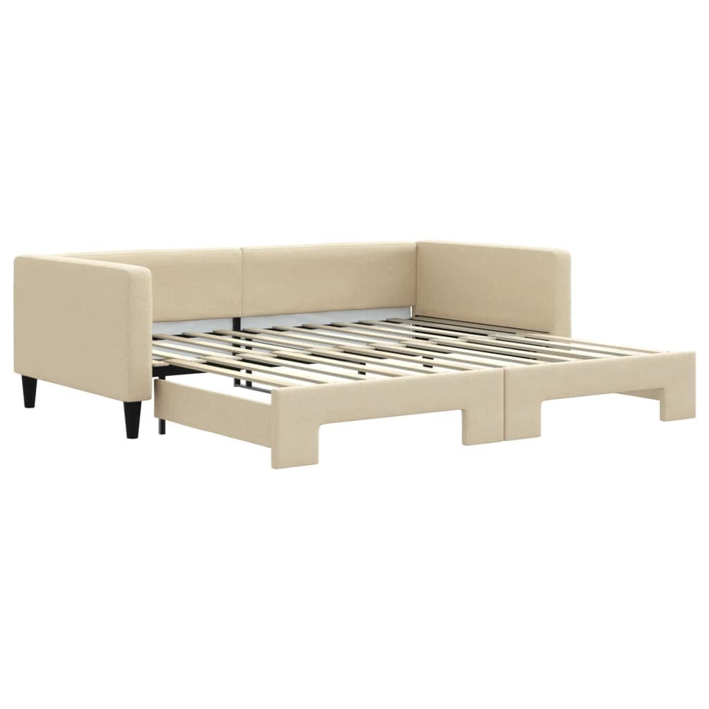 vidaXL Sofá-cama com gavetão 100x200 cm tecido cor creme