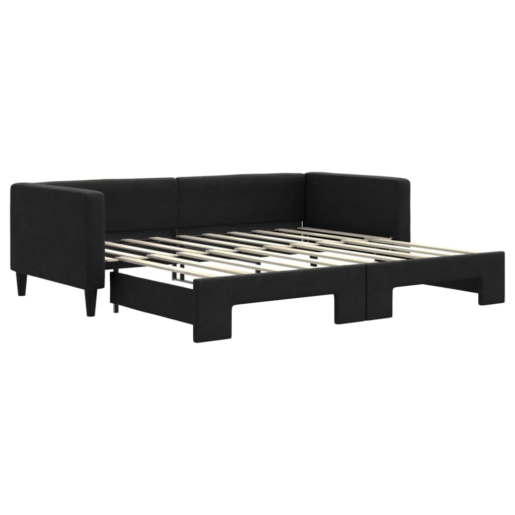 vidaXL Sofá-cama com gavetão 90x190 cm tecido preto