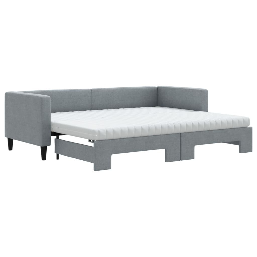 vidaXL Sofá-cama c/ gavetão e colchões 80x200 cm tecido cinzento-claro