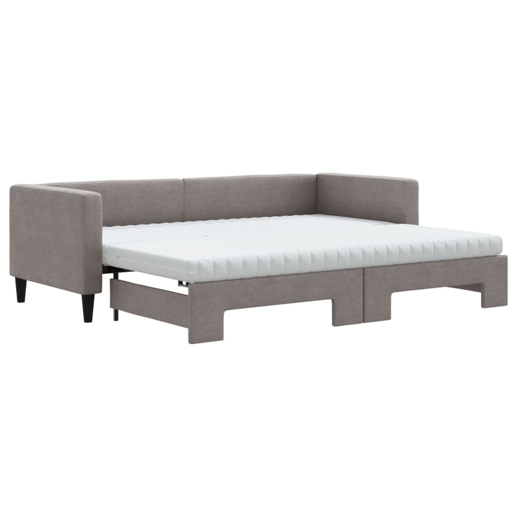 vidaXL Sofá-cama c/ gavetão/colchões 80x200cm tecido cinza-acastanhado