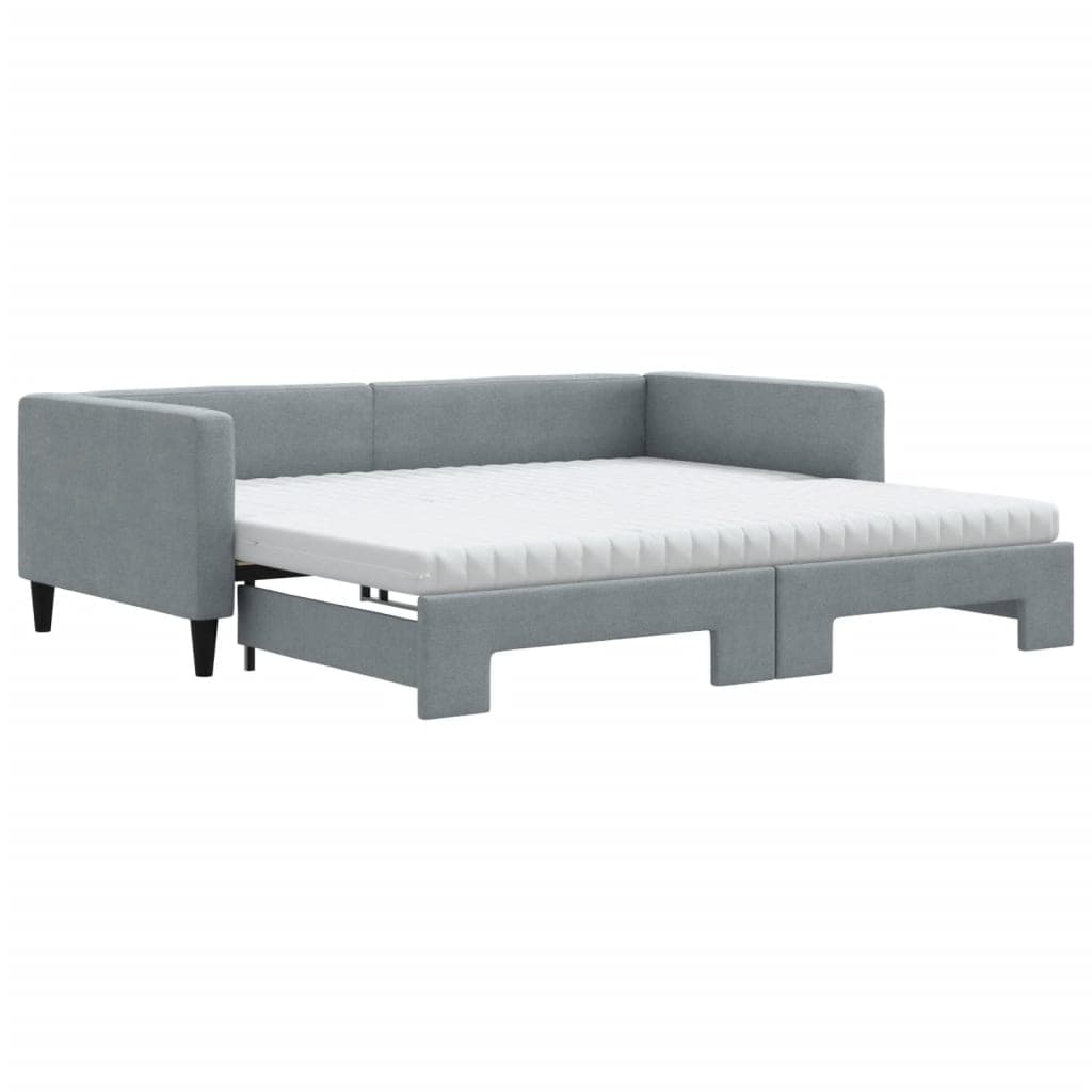 vidaXL Sofá-cama c/ gavetão e colchões 100x200cm tecido cinzento-claro