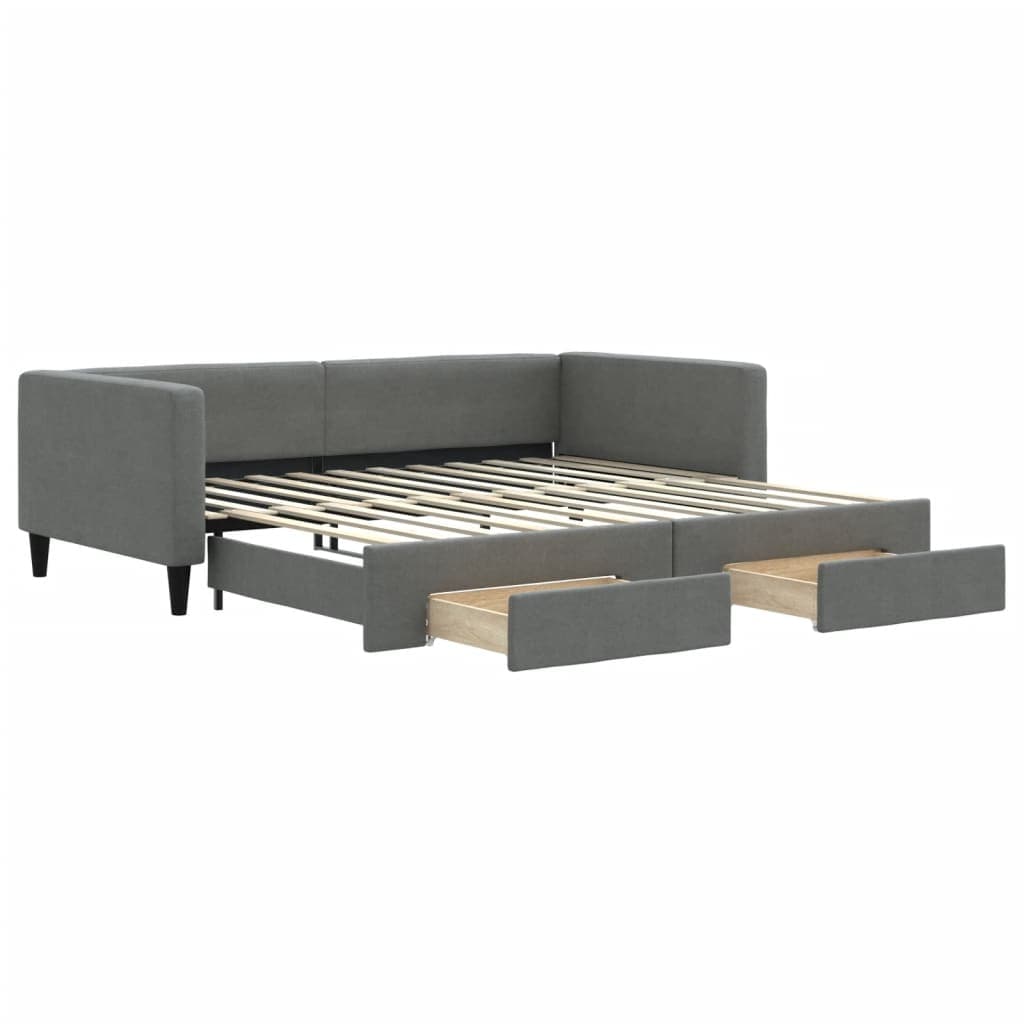 vidaXL Sofá-cama c/ gavetão/gavetas 100x200 cm tecido cinzento-escuro