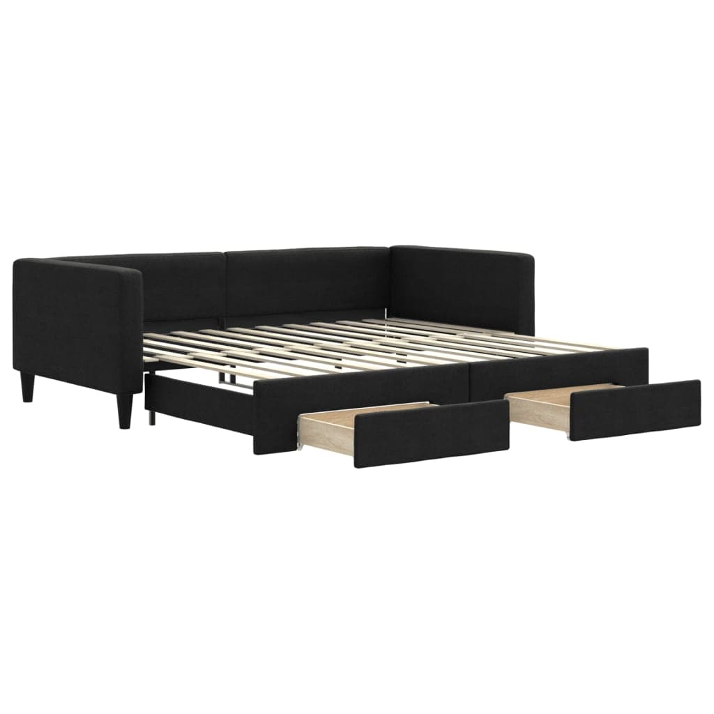 vidaXL Sofá-cama com gavetão e gavetas 100x200 cm tecido preto
