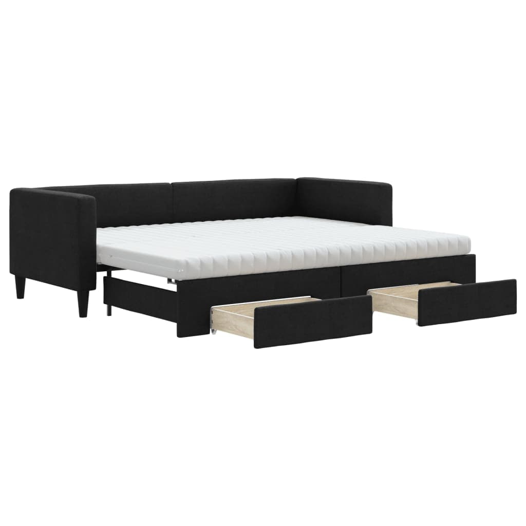 vidaXL Sofá-cama com gavetão e gavetas 80x200 cm tecido preto