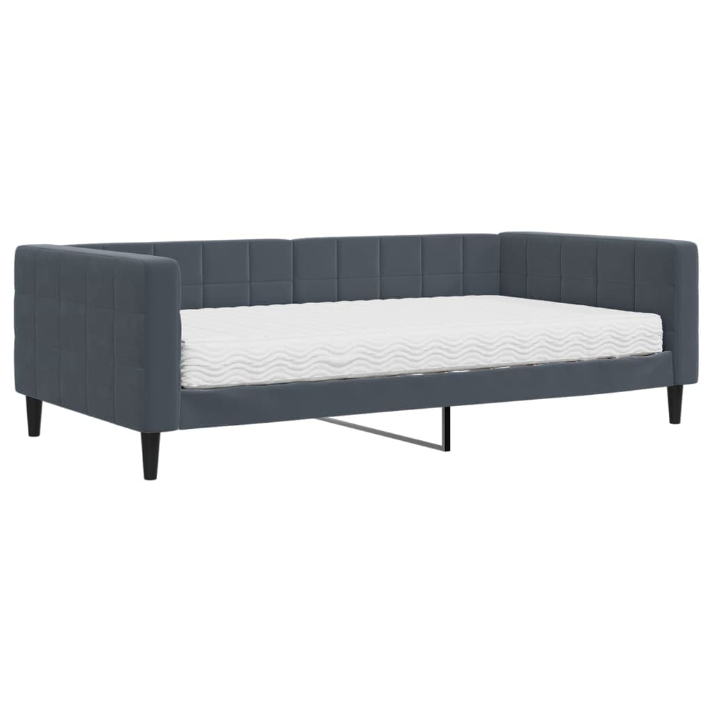 vidaXL Sofá-cama com colchão 100x200 cm veludo cinzento-escuro
