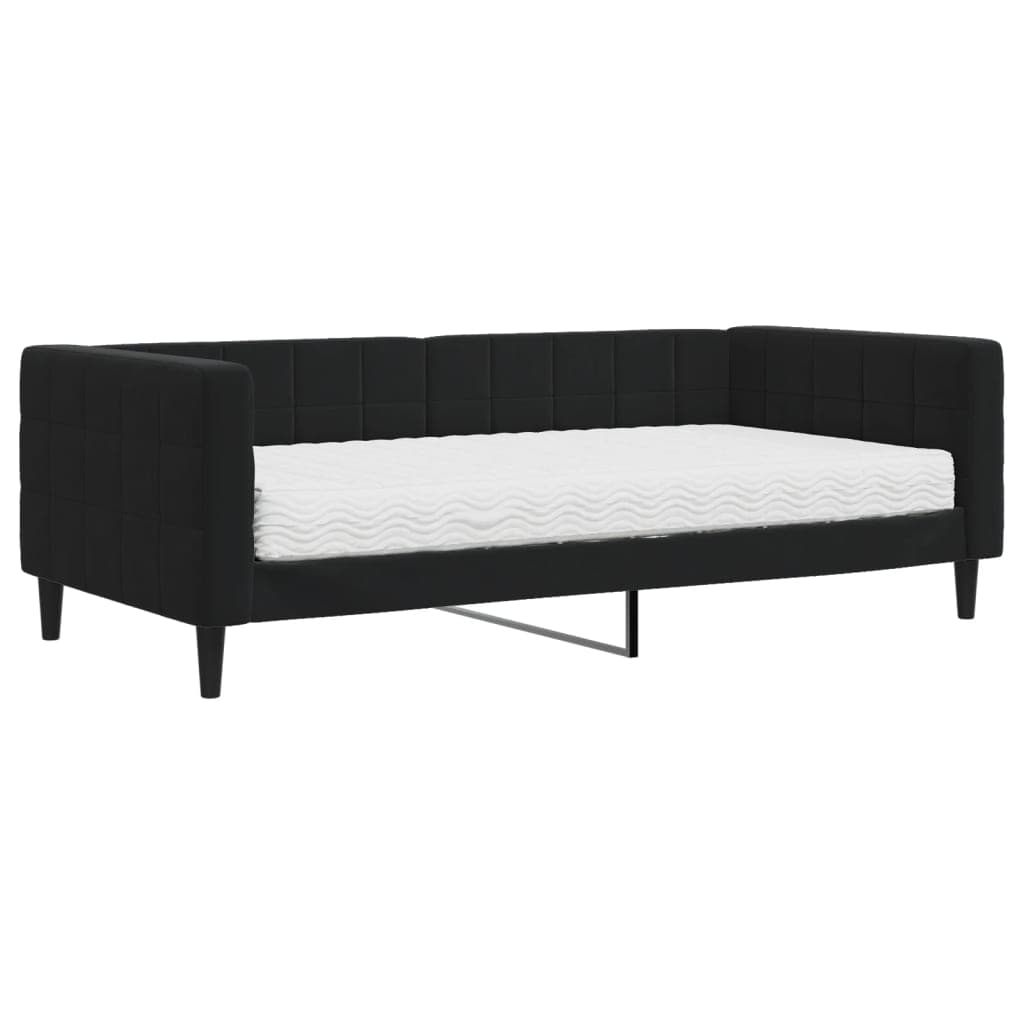 vidaXL Sofá-cama com colchão 90x190 cm veludo preto