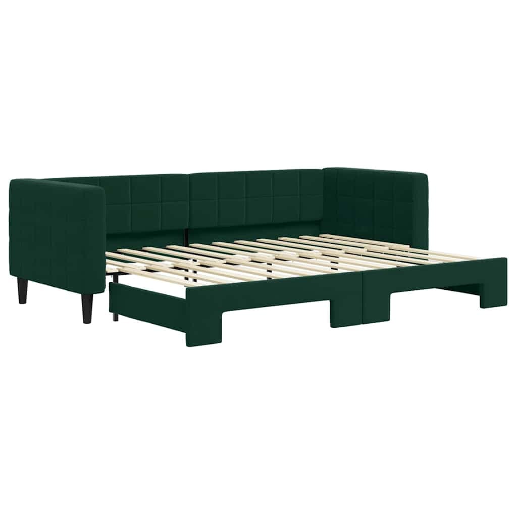vidaXL Sofá-cama com gavetão 80x200 cm veludo verde-escuro