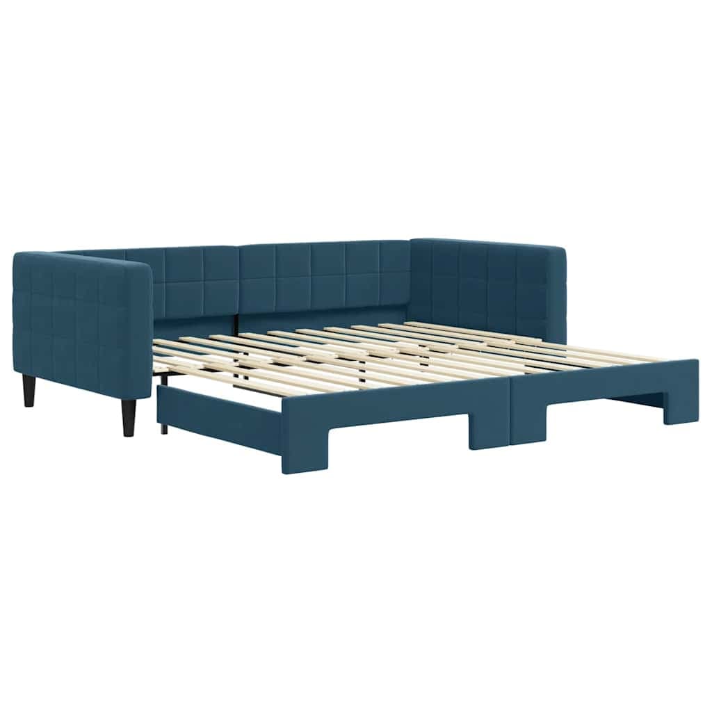 vidaXL Sofá-cama com gavetão 100x200 cm veludo azul