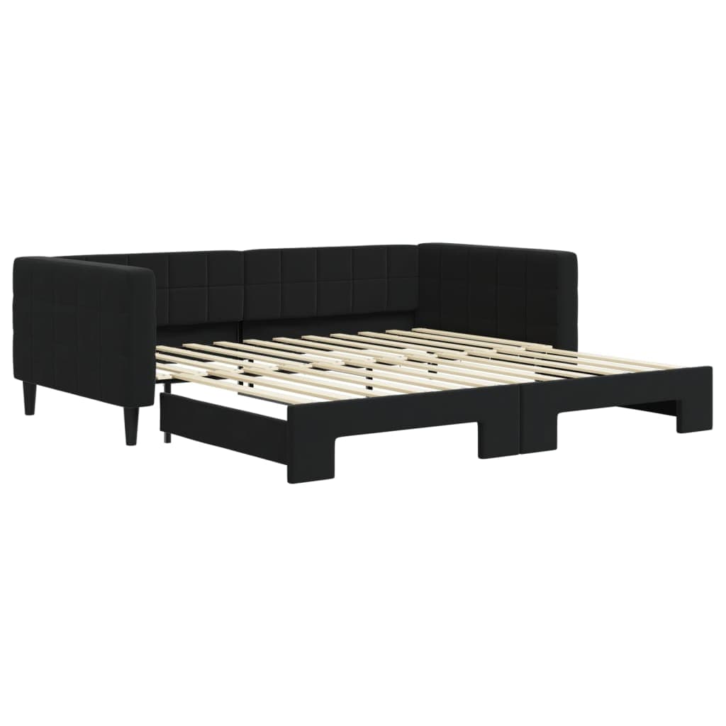 vidaXL Sofá-cama com gavetão 100x200 cm veludo preto