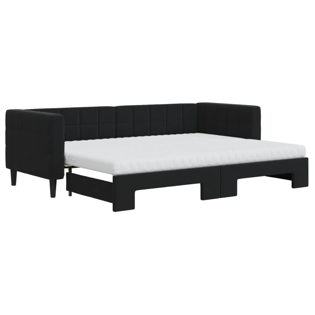 vidaXL Sofá-cama com gavetão e colchões 80x200 cm veludo preto