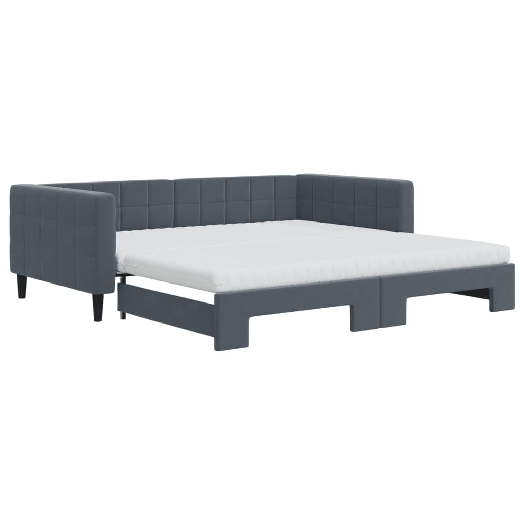 vidaXL Sofá-cama c/ gavetão/colchões 100x200 cm veludo cinzento-escuro