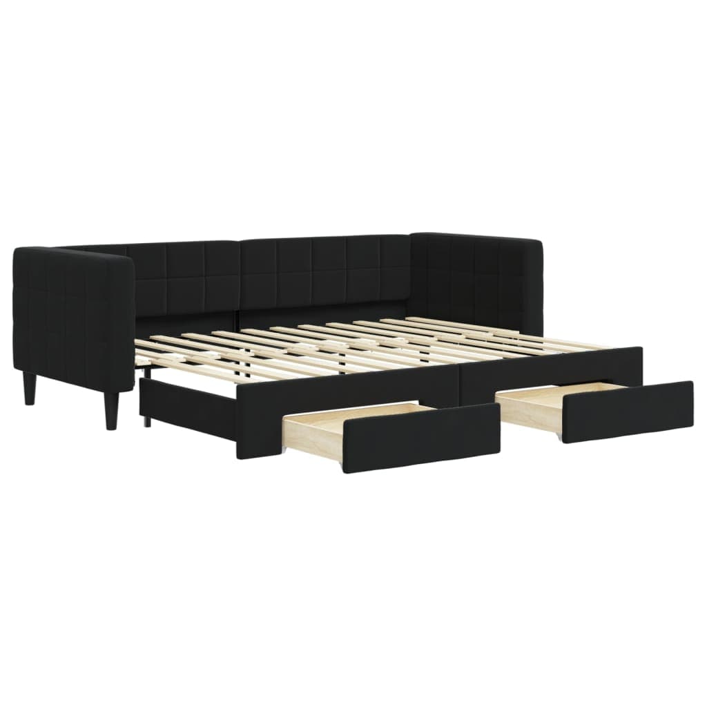 vidaXL Sofá-cama com gavetão e gavetas 80x200 cm veludo preto