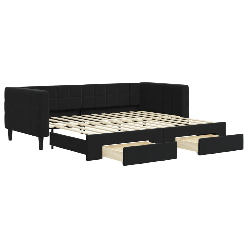 vidaXL Sofá-cama com gavetão e gavetas 90x200 cm veludo preto