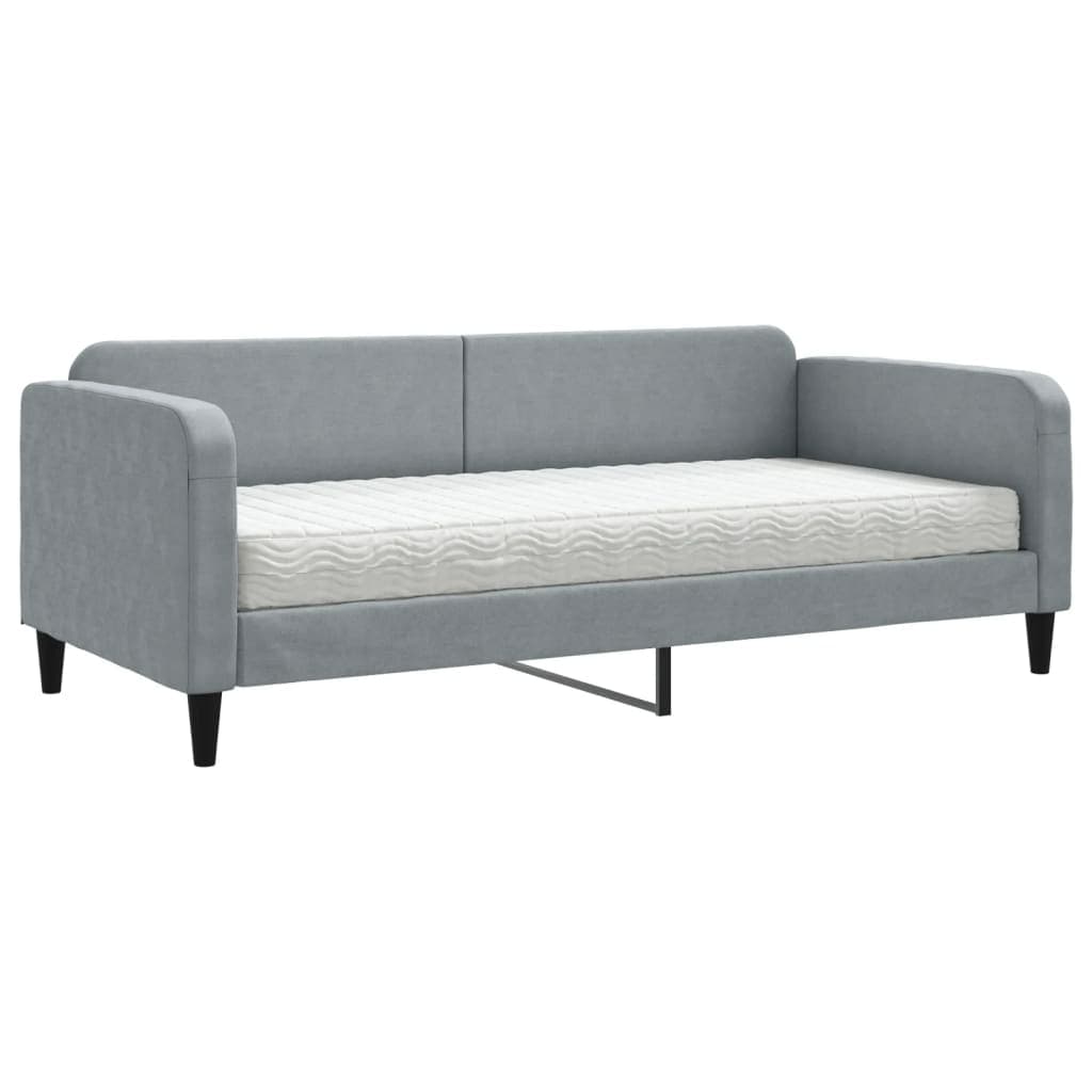 vidaXL Sofá-cama com colchão 90x200 cm tecido cinzento-claro