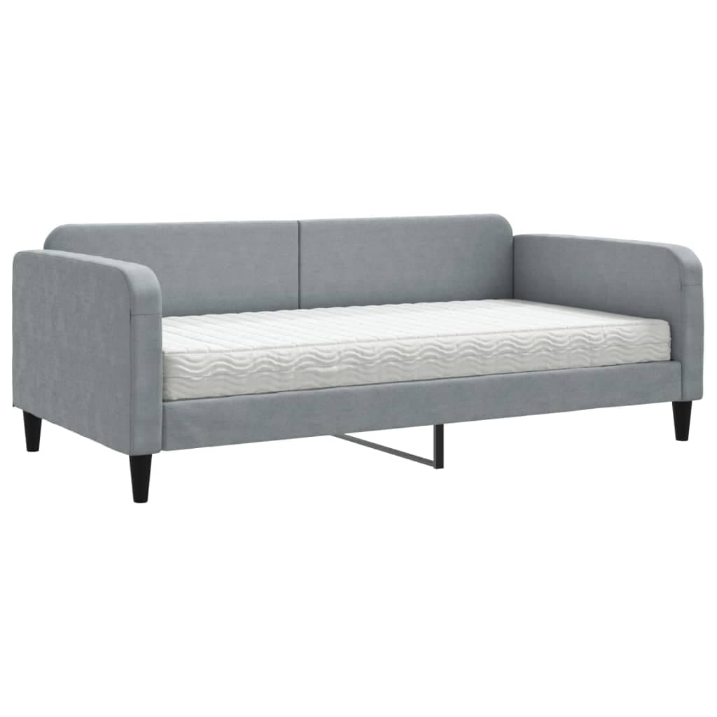 vidaXL Sofá-cama com colchão 100x200 cm tecido cinzento-claro