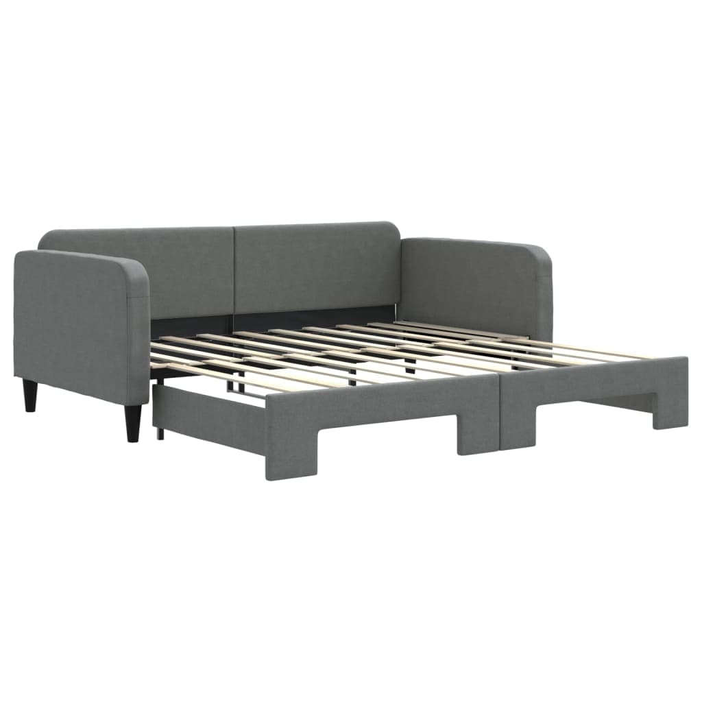 vidaXL Sofá-cama com gavetão 90x190 cm tecido cinzento-escuro