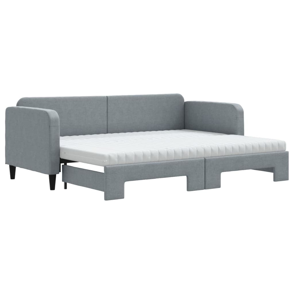 vidaXL Sofá-cama c/ gavetão e colchões 80x200 cm tecido cinzento-claro