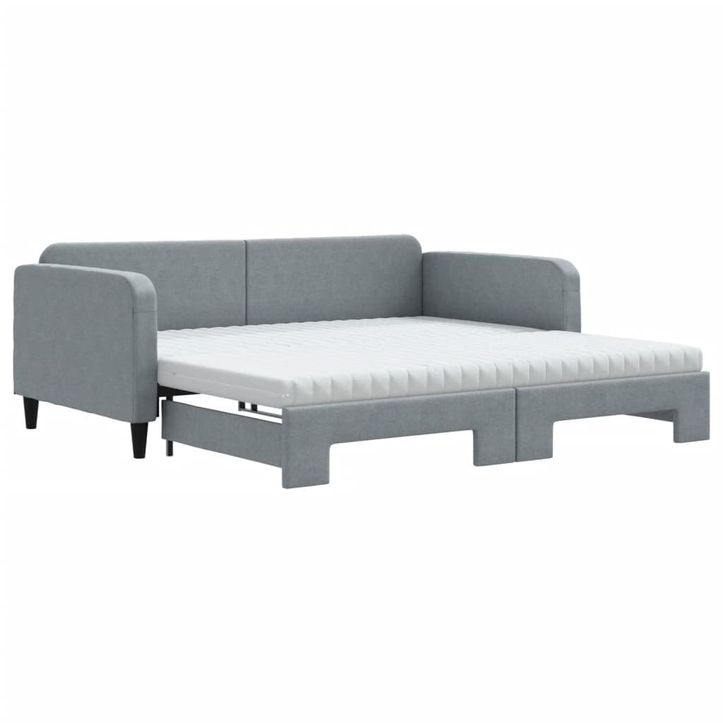 vidaXL Sofá-cama c/ gavetão e colchões 100x200cm tecido cinzento-claro