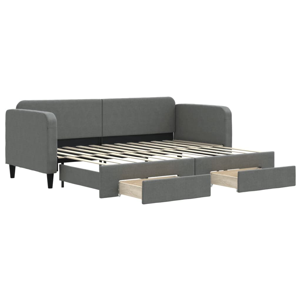 vidaXL Sofá-cama c/ gavetão e gavetas 80x200 cm tecido cinzento-escuro