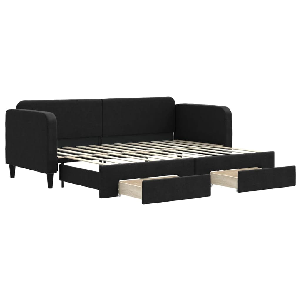 vidaXL Sofá-cama com gavetão e gavetas 80x200 cm tecido preto