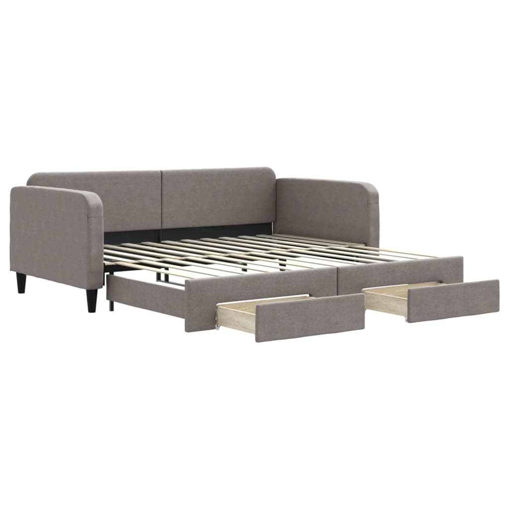 vidaXL Sofá-cama c/ gavetão/gavetas 100x200cm tecido cinza-acastanhado
