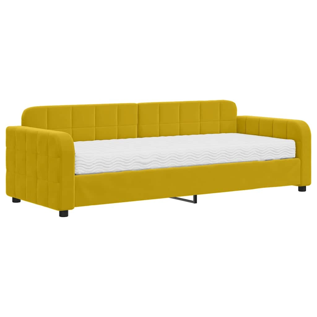 vidaXL Sofá-cama com colchão 80x200 cm veludo amarelo