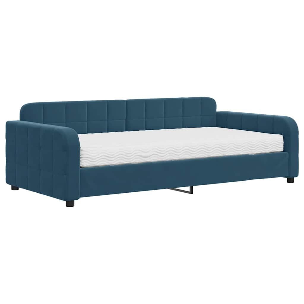 vidaXL Sofá-cama com colchão 100x200 cm veludo azul