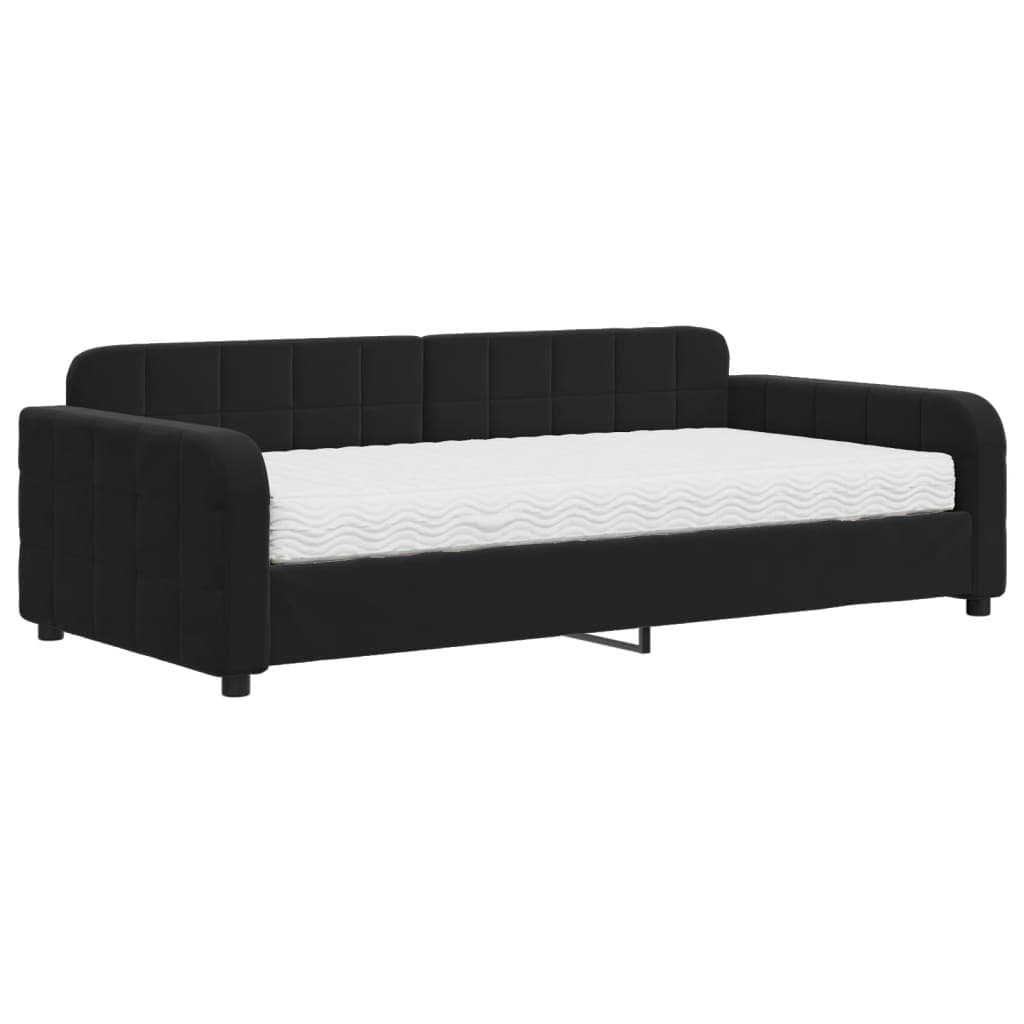 vidaXL Sofá-cama com colchão 100x200 cm veludo preto