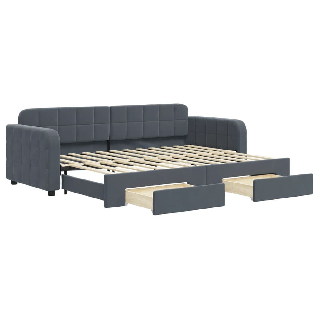 vidaXL Sofá-cama c/ gavetão e gavetas 80x200 cm veludo cinzento-escuro