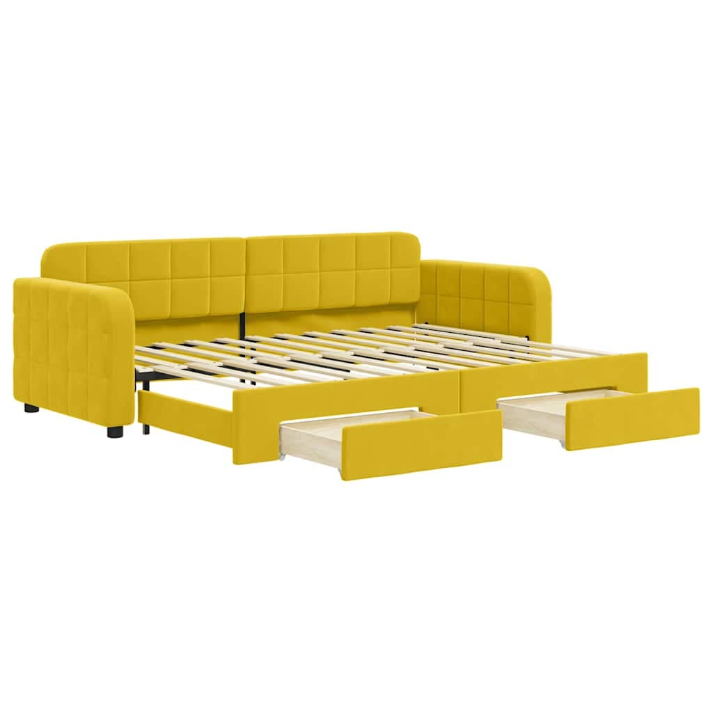 vidaXL Sofá-cama com gavetão e gavetas 80x200 cm veludo amarelo