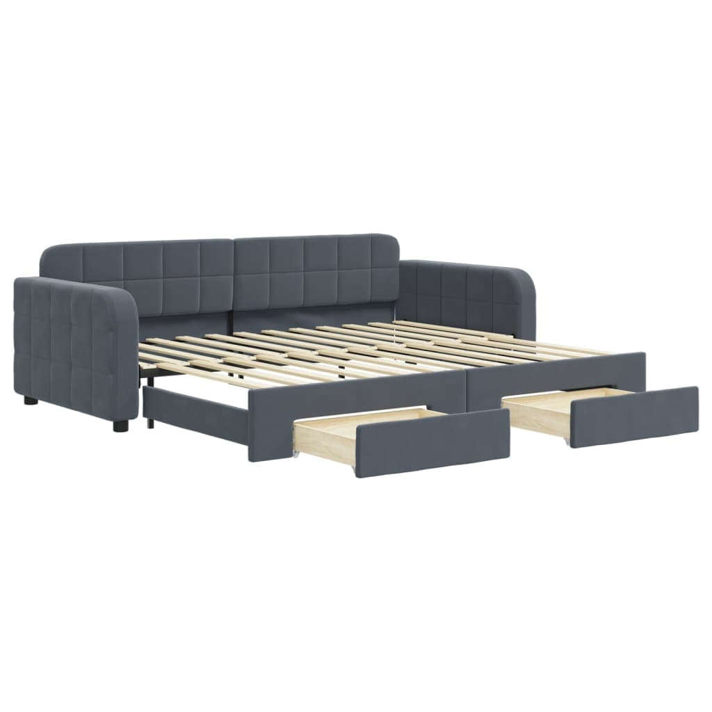 vidaXL Sofá-cama c/ gavetão e gavetas 90x200 cm veludo cinzento-escuro
