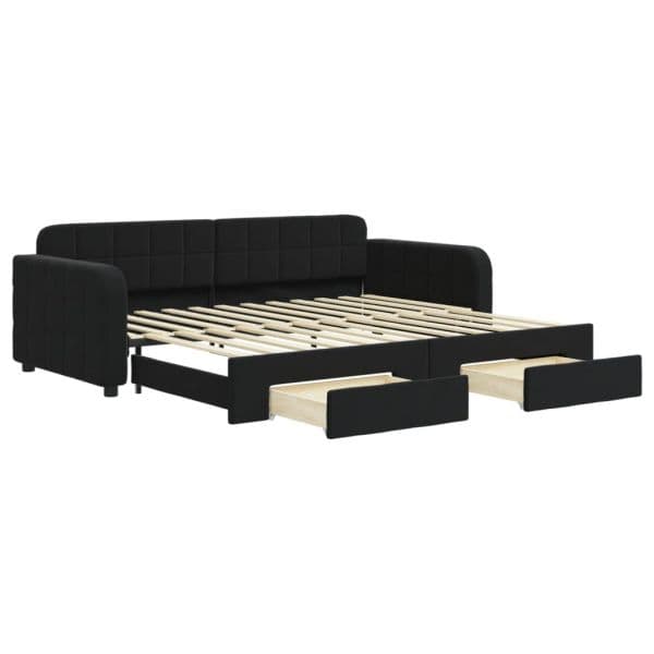 vidaXL Sofá-cama com Gavetão e Gavetas 90x200 cm Veludo Preto - 5241219