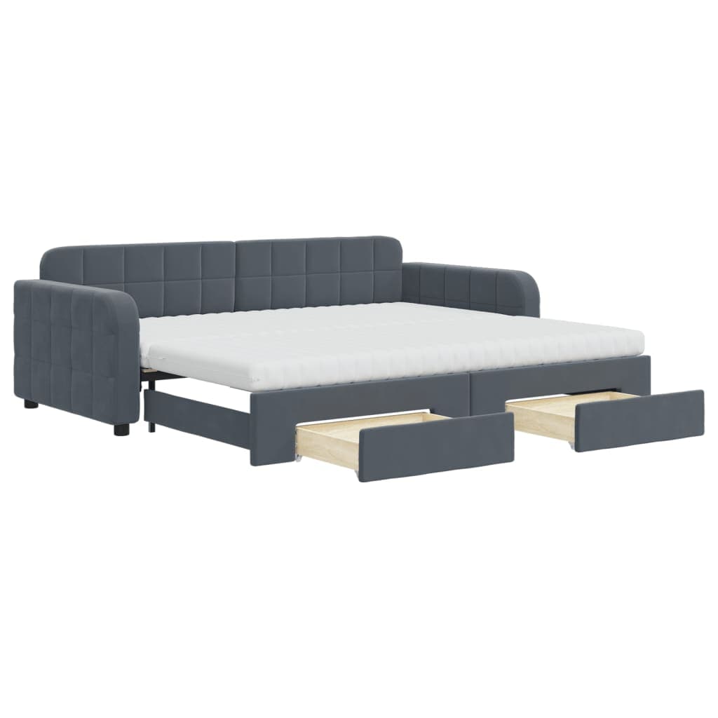 vidaXL Sofá-cama c/ gavetão e gavetas 90x200 cm veludo cinzento-escuro