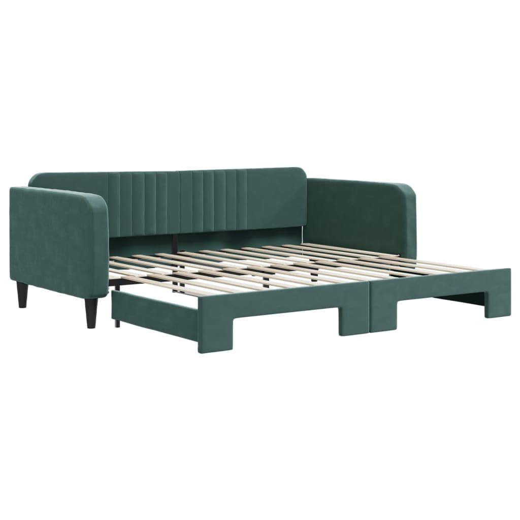 vidaXL Sofá-cama com gavetão 100x200 cm veludo verde-escuro