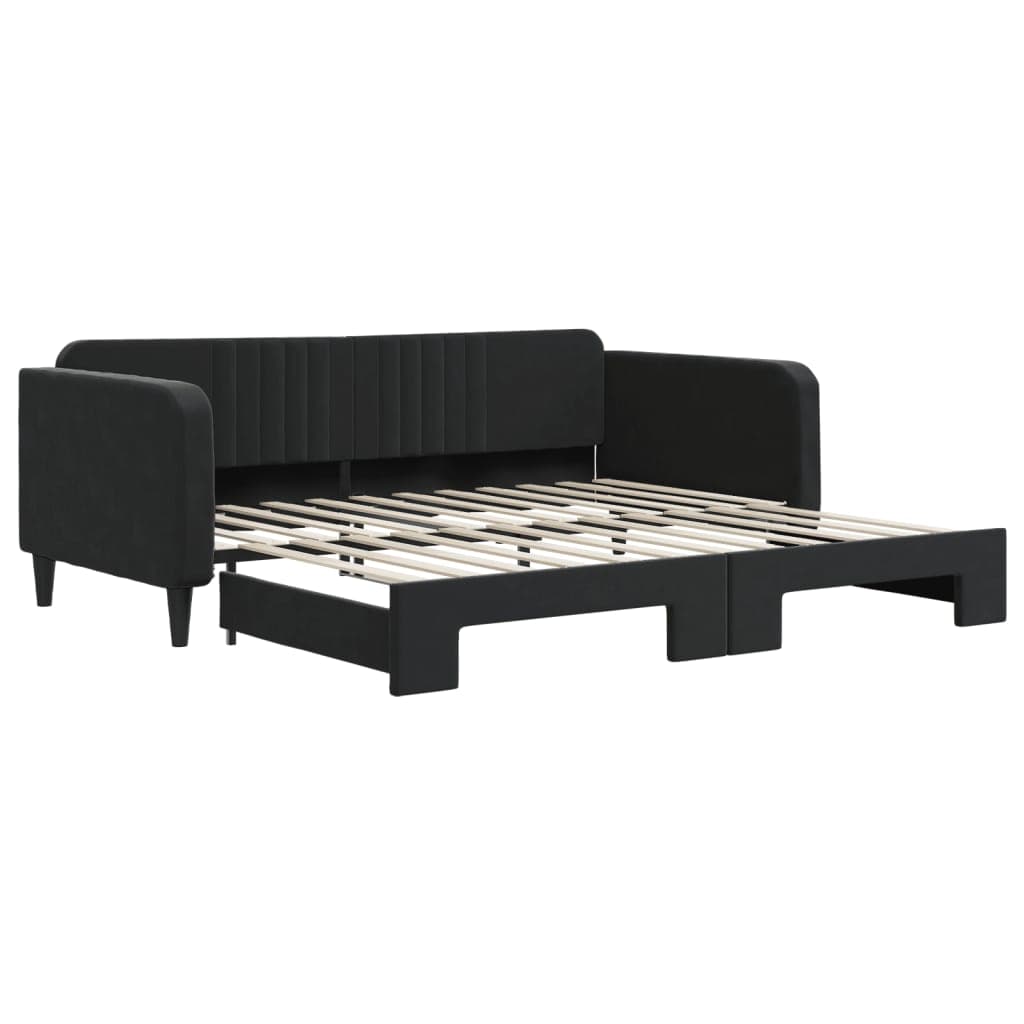 vidaXL Sofá-cama com Gavetão 100x200 cm Veludo Preto - 1087393065
