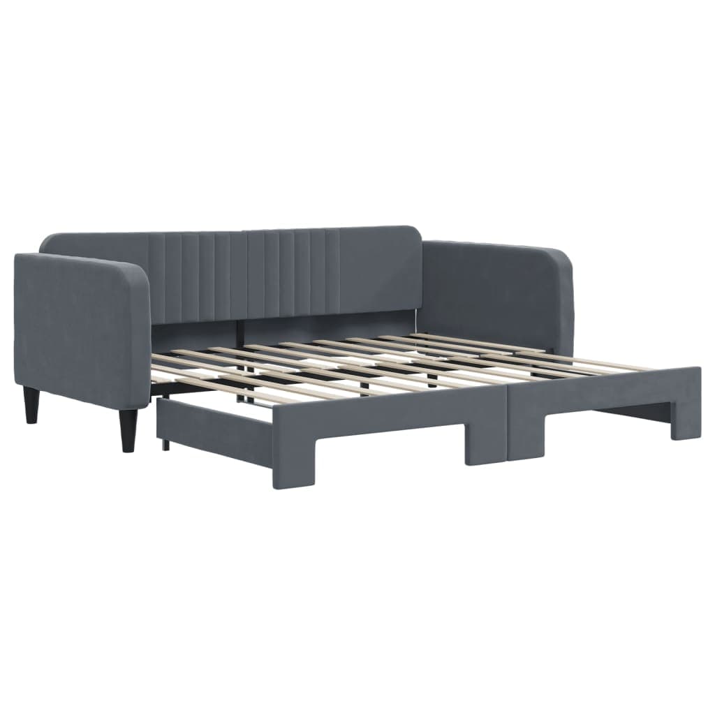 vidaXL Sofá-cama com gavetão 90x190 cm veludo cinzento-escuro
