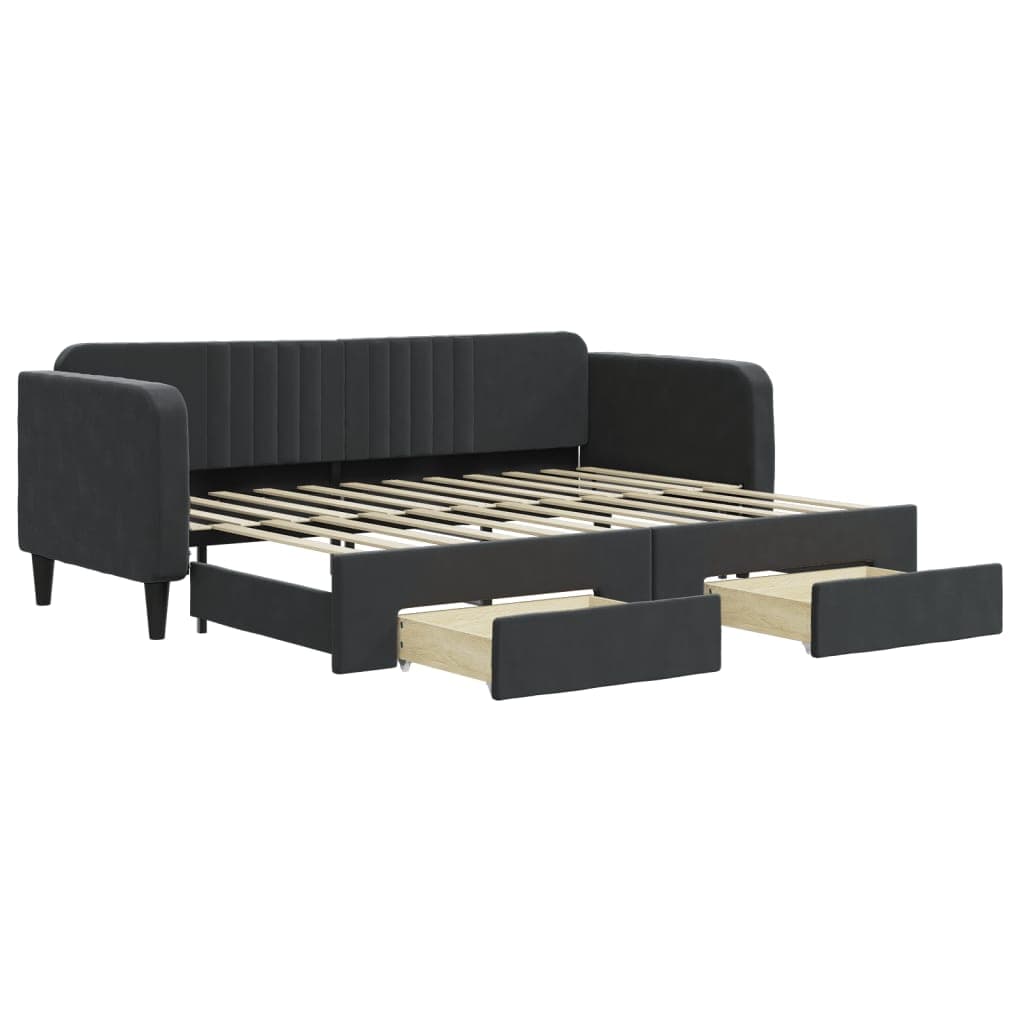 vidaXL Sofá-cama com gavetão e gavetas 80x200 cm veludo preto