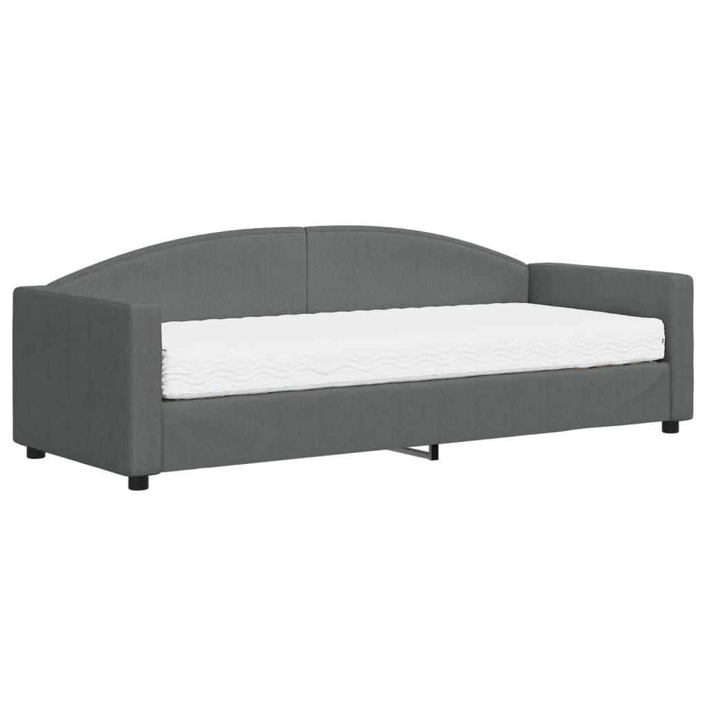 vidaXL Sofá-cama com Colchão 80x200 cm Tecido Cinzento-escuro - 3053942643