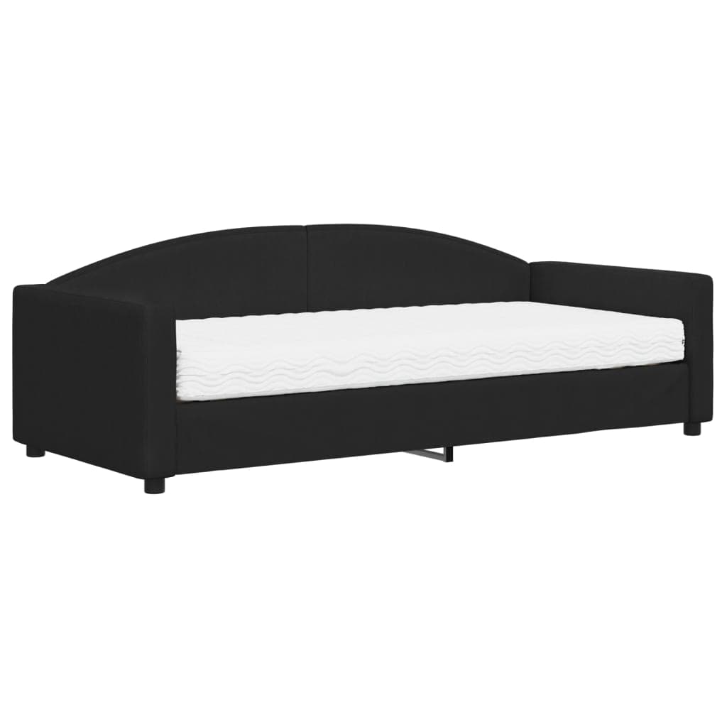 vidaXL Sofá-cama com Colchão 90x200 cm Tecido Preto - 2826011179