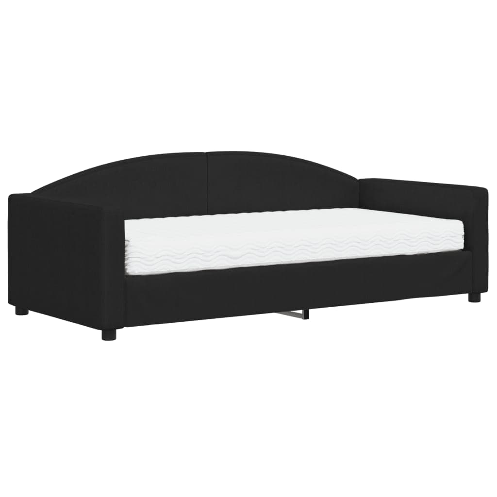 vidaXL Sofá-cama com colchão 90x190 cm tecido preto