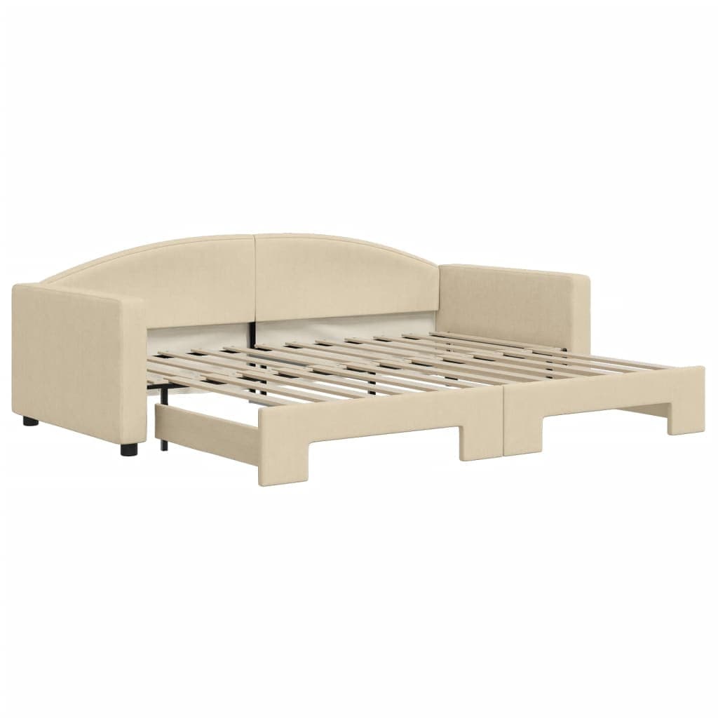 vidaXL Sofá-cama com gavetão 90x200 cm tecido cor creme