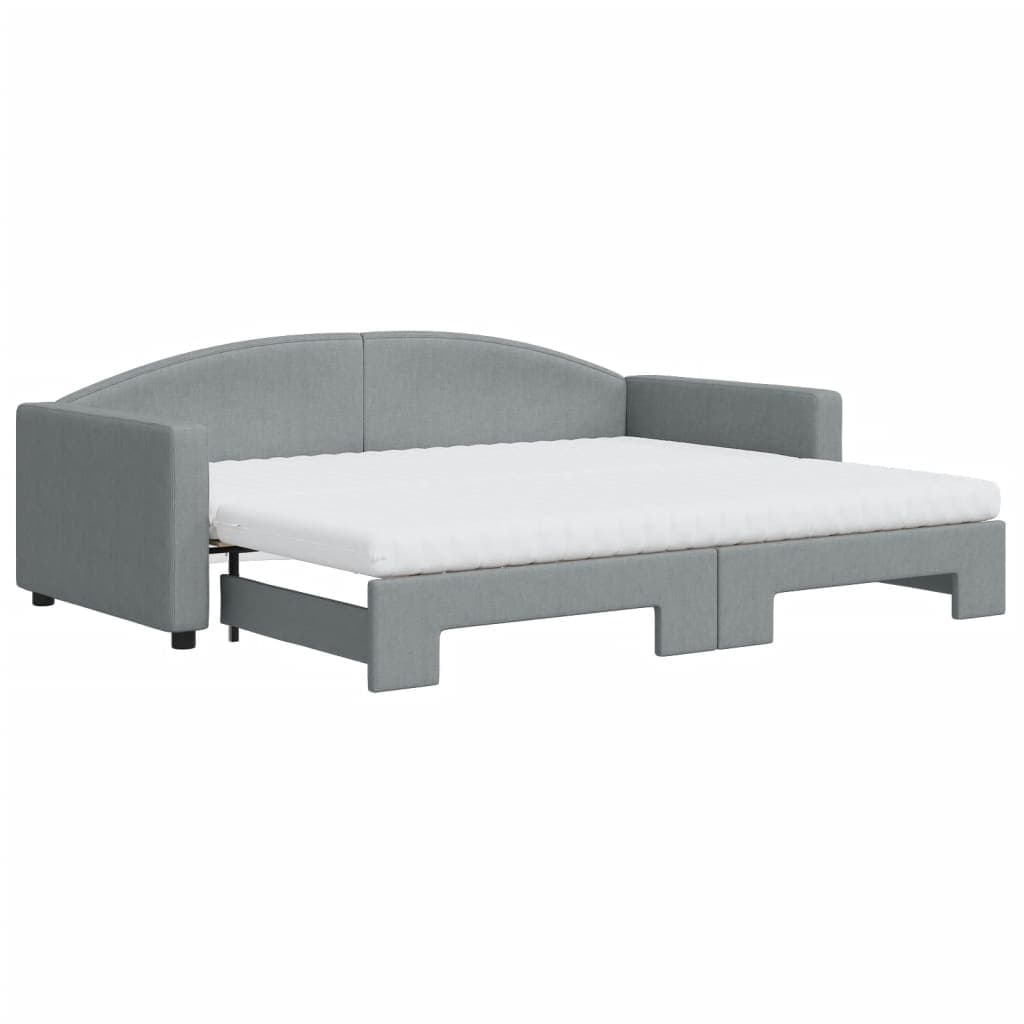 vidaXL Sofá-cama c/ gavetão e colchões 90x200 cm tecido cinzento-claro