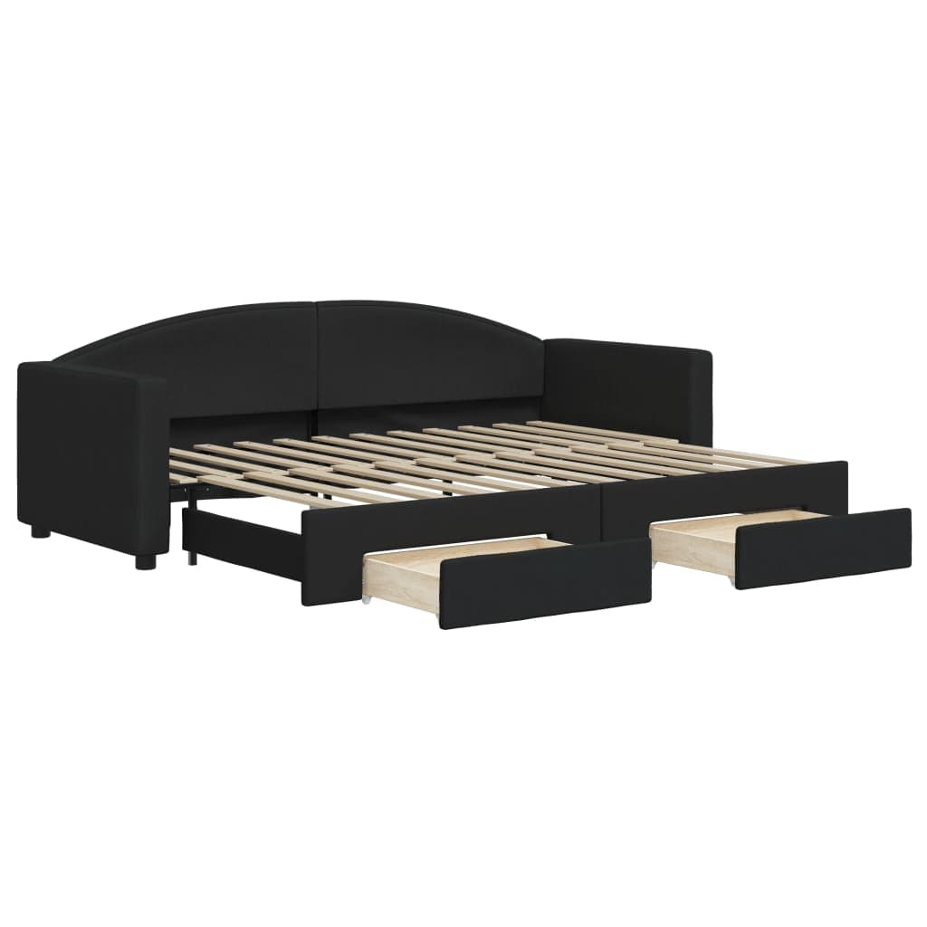 vidaXL Sofá-cama com gavetão e gavetas 80x200 cm tecido preto
