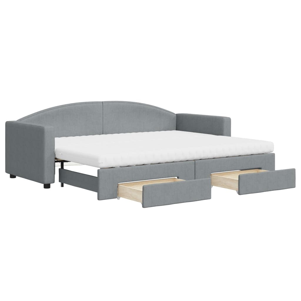 vidaXL Sofá-cama c/ gavetão e gavetas 80x200 cm tecido cinzento-claro