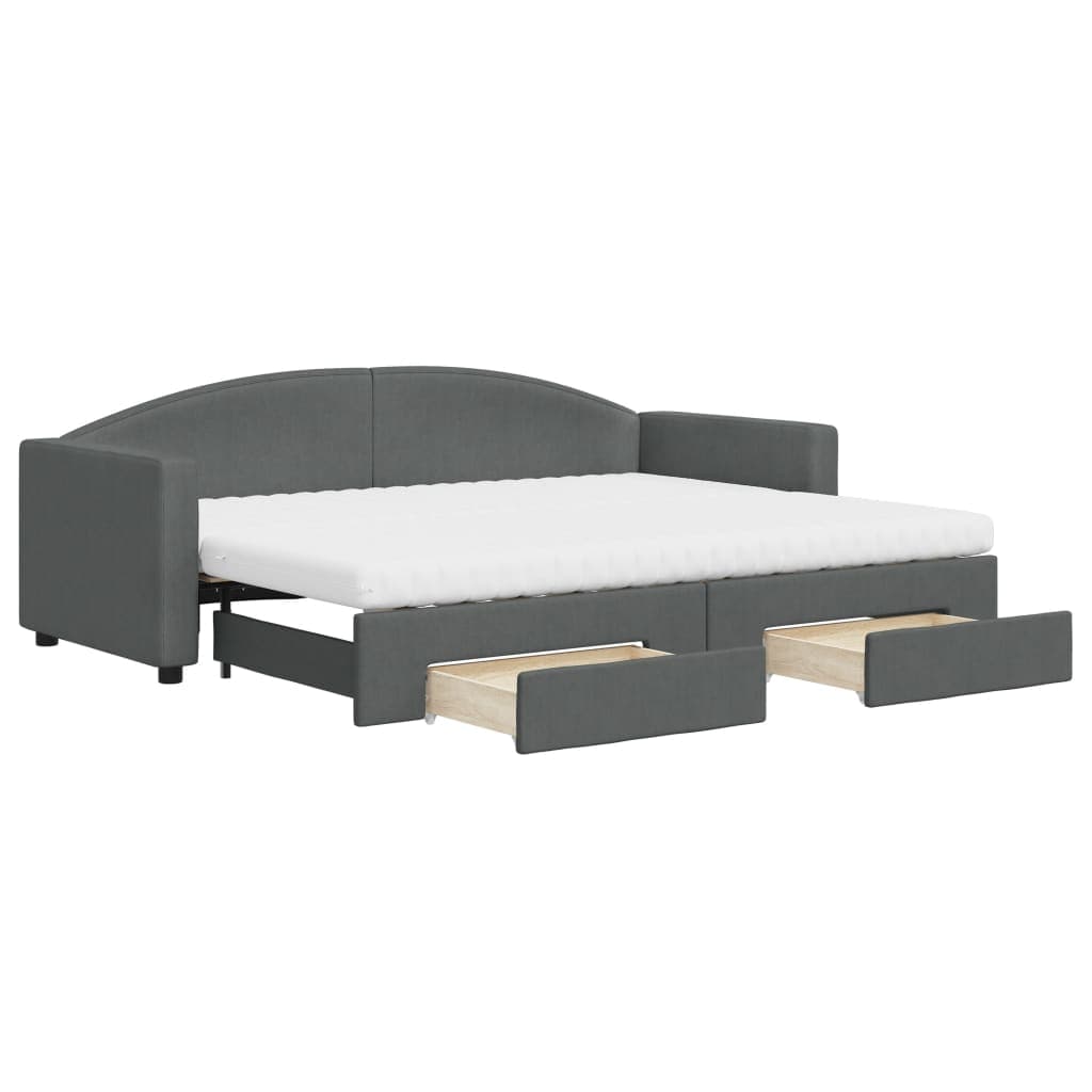 vidaXL Sofá-cama c/ gavetão e gavetas 80x200 cm tecido cinzento-escuro