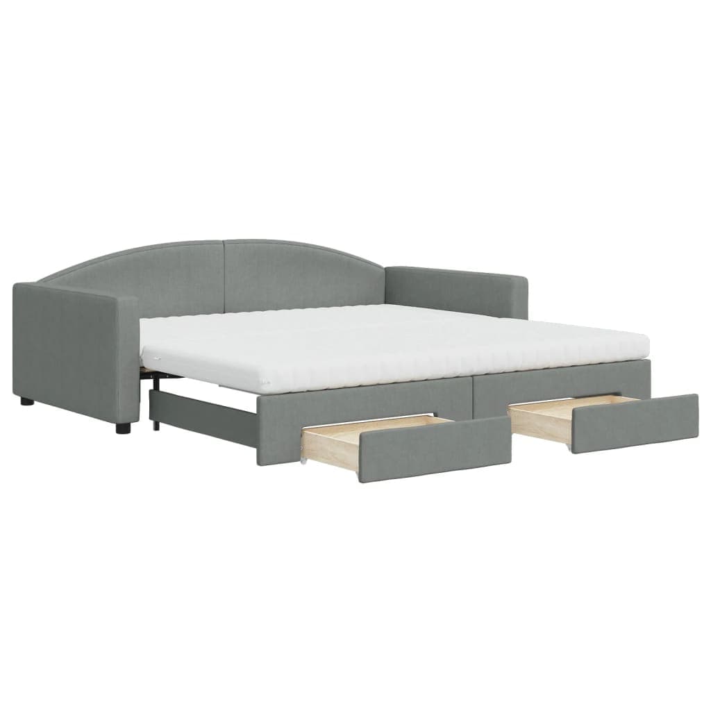 vidaXL Sofá-cama c/ gavetão/gavetas 100x200 cm tecido cinzento-escuro