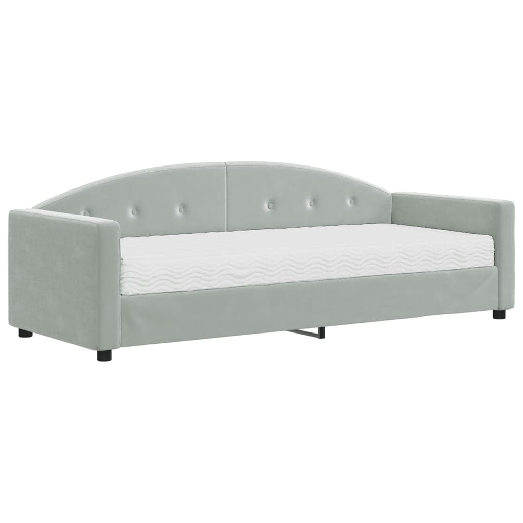 vidaXL Sofá-cama com colchão 80x200 cm veludo cinzento-claro