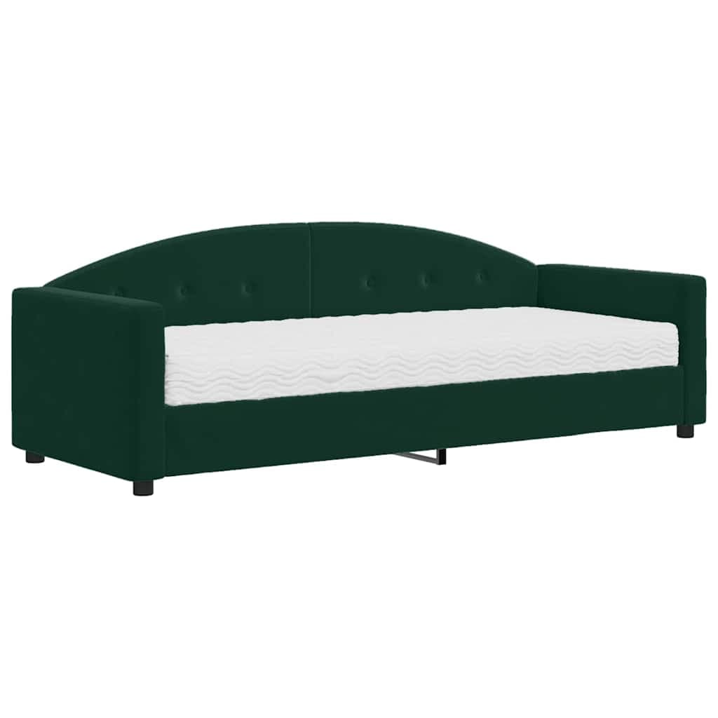 vidaXL Sofá-cama com colchão 80x200 cm veludo verde-escuro