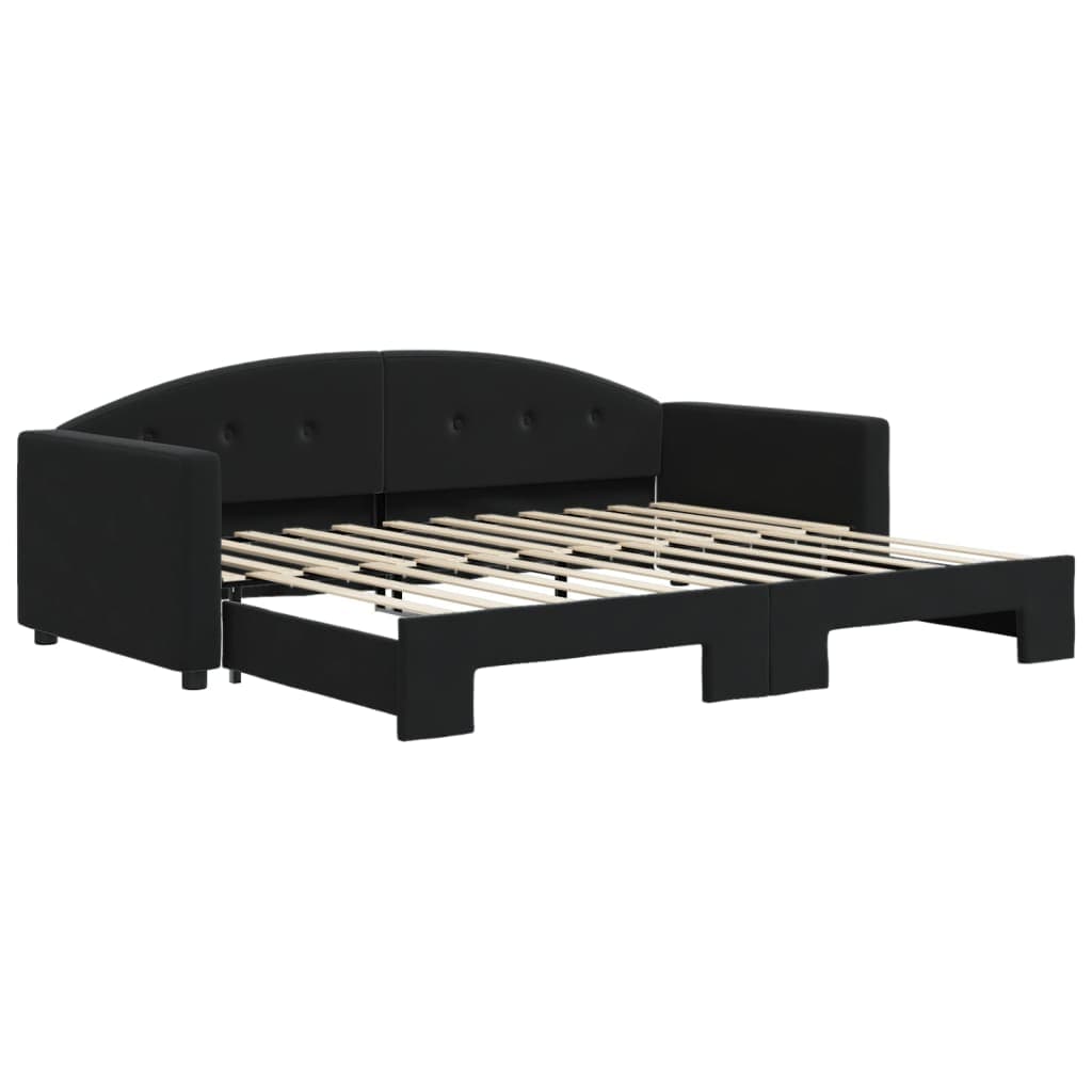 vidaXL Sofá-cama com gavetão 90x200 cm veludo preto